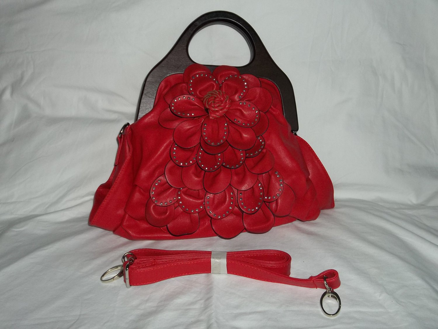 red rhinestone bag