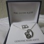 Silver Plated Genuine Marcasite Earring/Necklace Pair