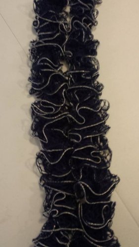 Blue and Silver Trim Ruffled Scarf