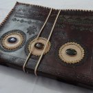 Real Leather handmade Journal Multicolor Stone gods Eye Diary