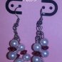 White Pearl & Red Crystal Dangle Earrings