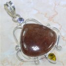 Calcite, Amethyst and Citrine pendant