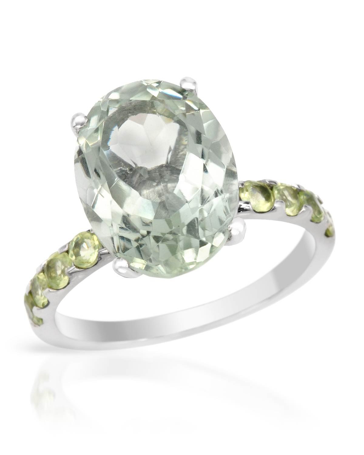 Green Amethyst And Peridot Ring In Sterling Silver