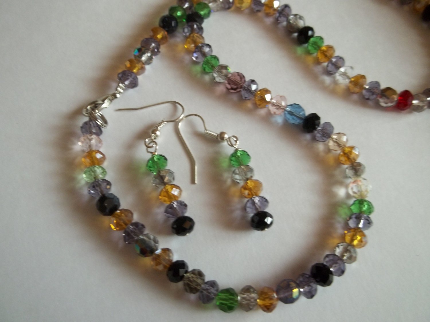 Multi Colored Crystal Necklace and Earing Set