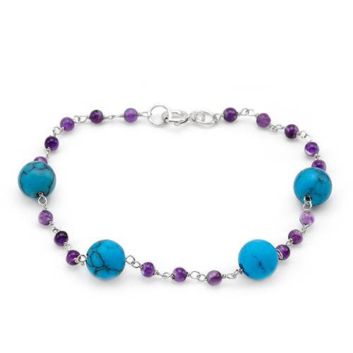 Amethyst and Turquoise Bracelet