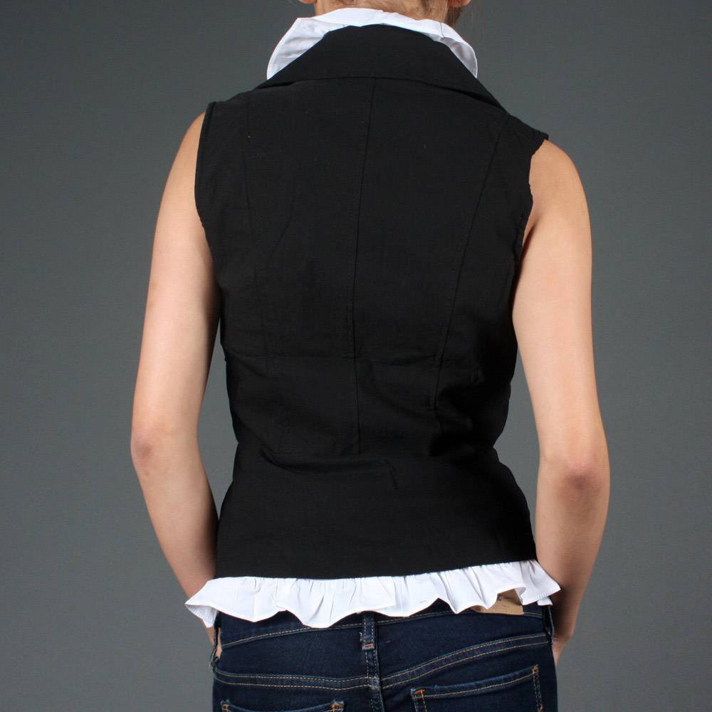 Steampunk Ruffled Black Vest Size L