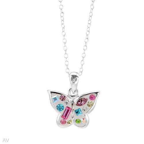 Butterfly Pendant With Genuine Crystals