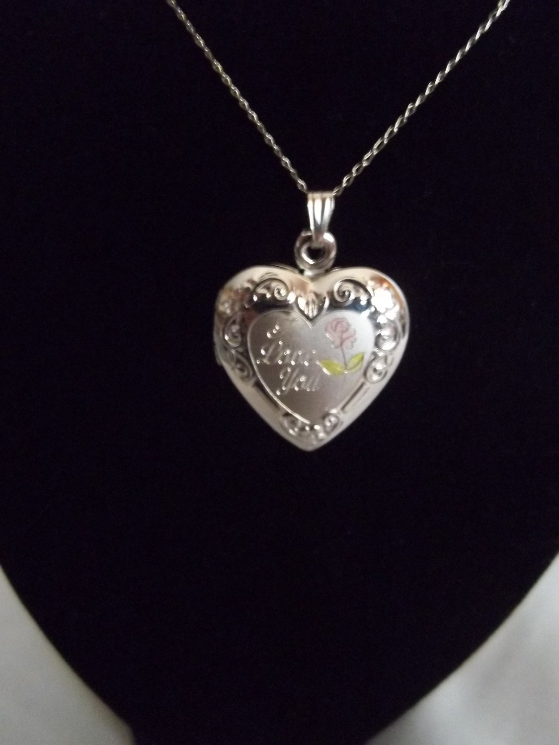 Sterling Silver Tri Color I Love You Heart Locket