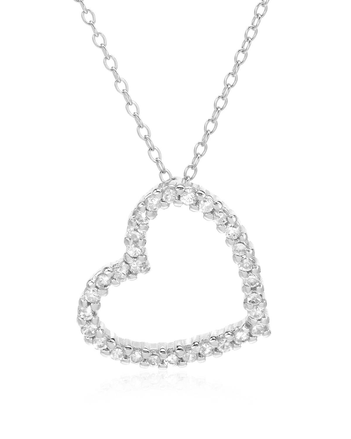 Diamond heart pendant & chain crafted in sterling silver