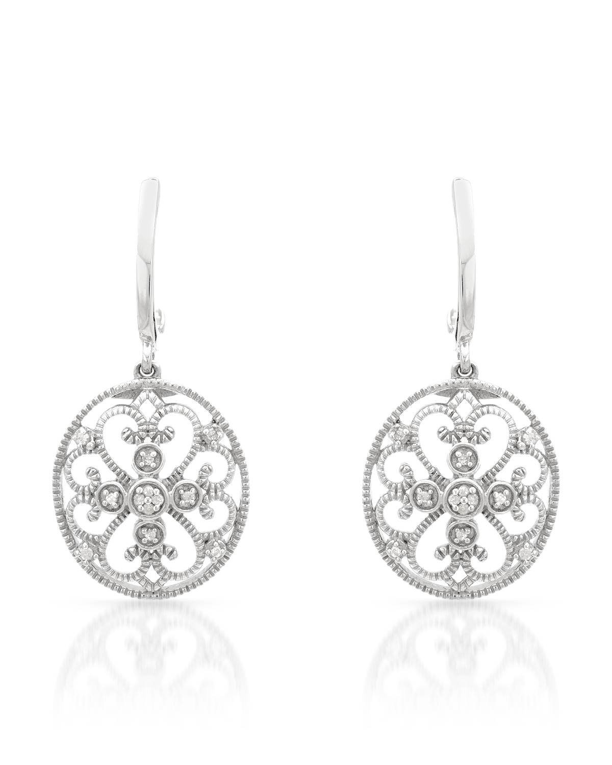 Genuine Diamond & Sterling Silver Earrings