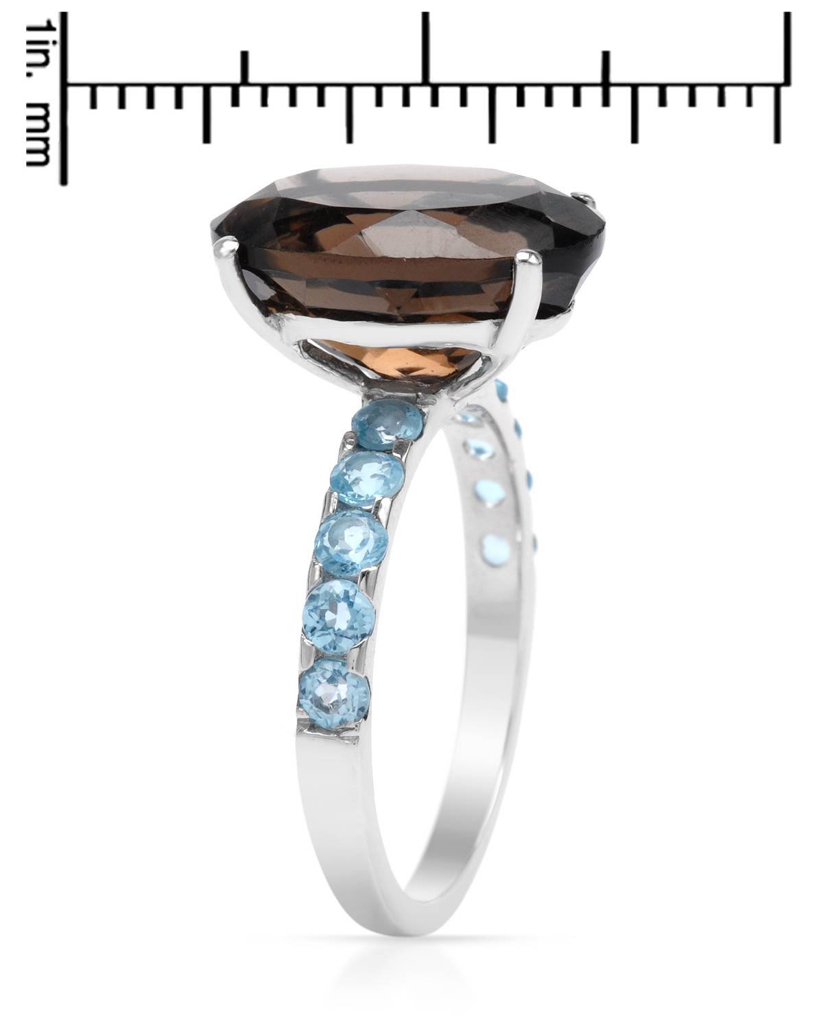 Genuine Blue & Smoky Topaz Ring