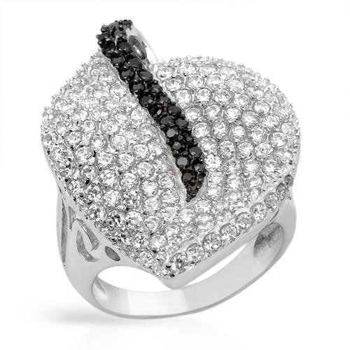 Genuine Onyx & Swiss Diamond Ring Size 8