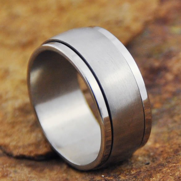 Brushed Staineless Steel Spinner Ring Size 10.25