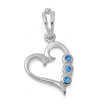 Blue Topaz Heart Pendant in Sterling Silver