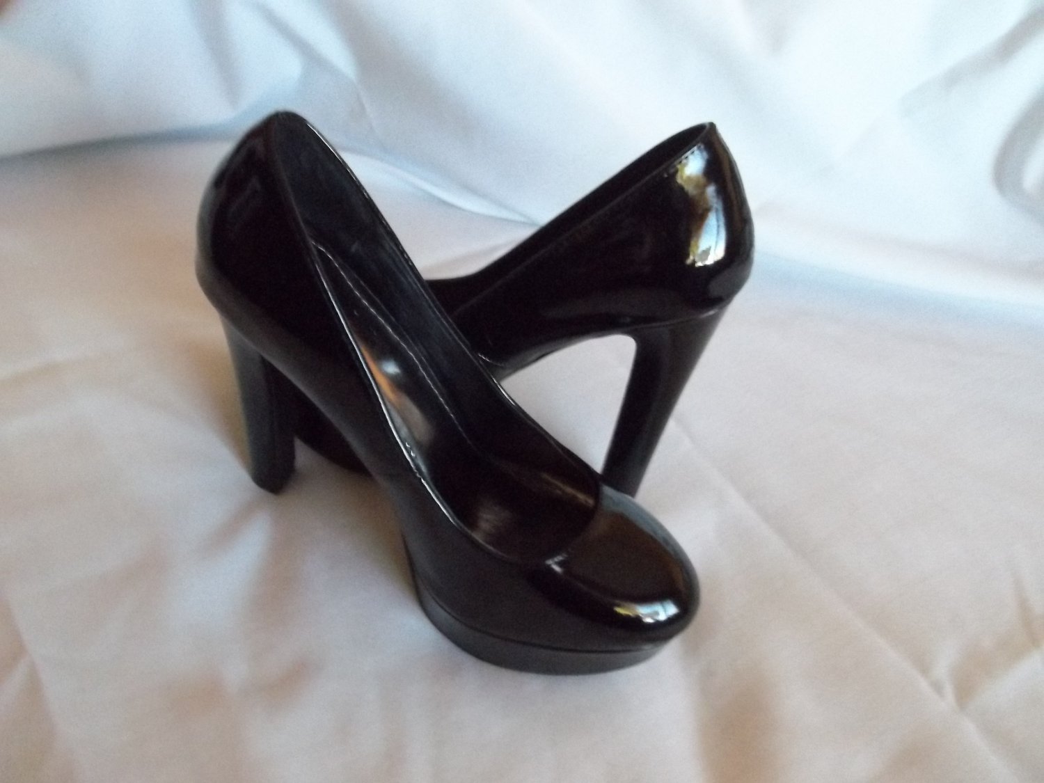 Round Toe Patent Leather Stiletto Platform Heels Size 7.5