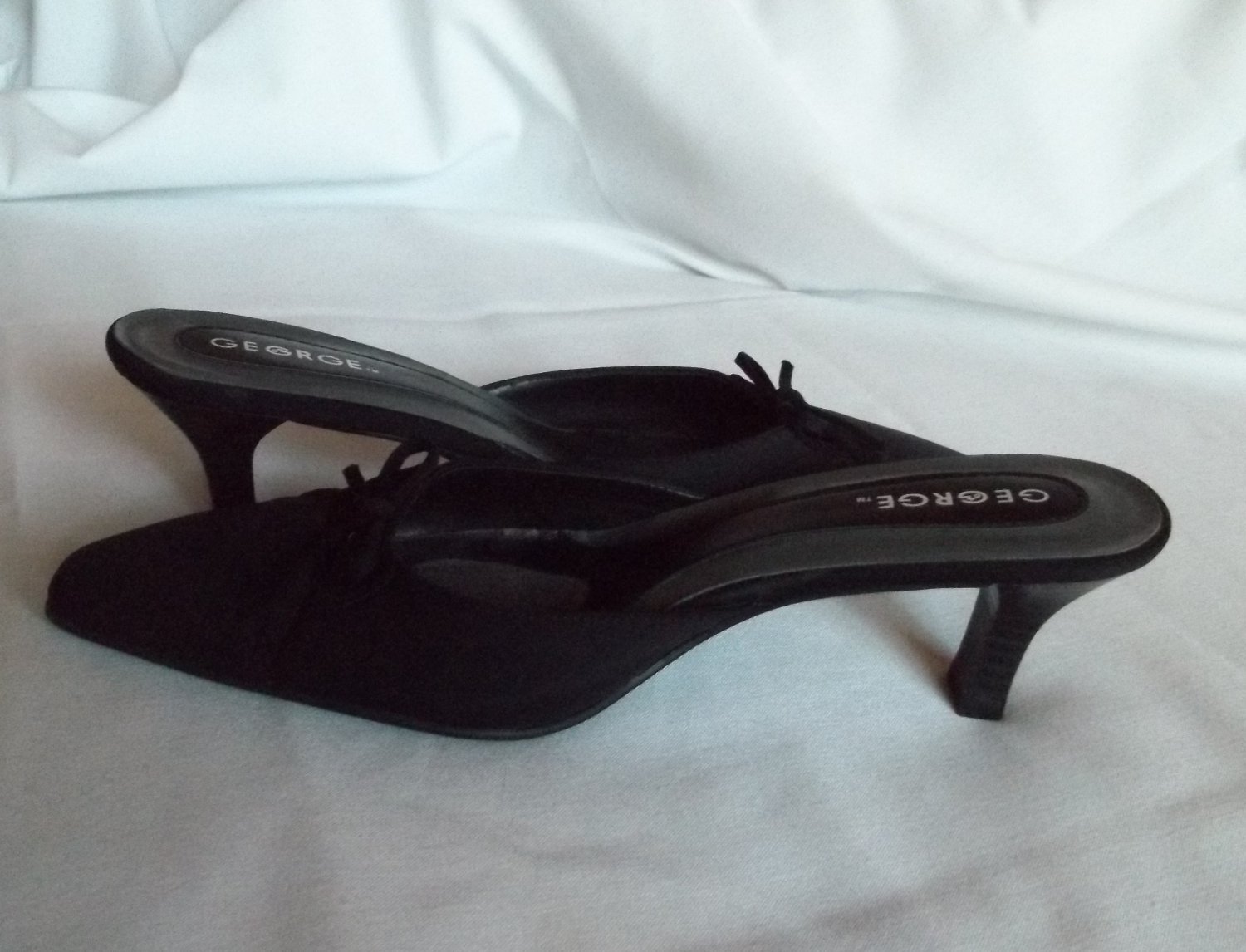 Square Toe Black Suede Slide on Heels Size 8