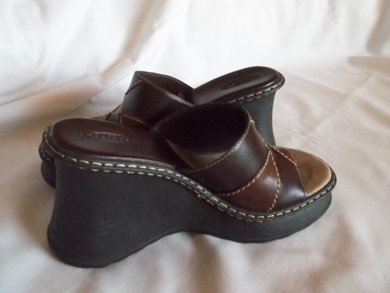 brown wedge sandals leather