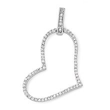 CZ Diamond Heart Pendant in Sterling Silver