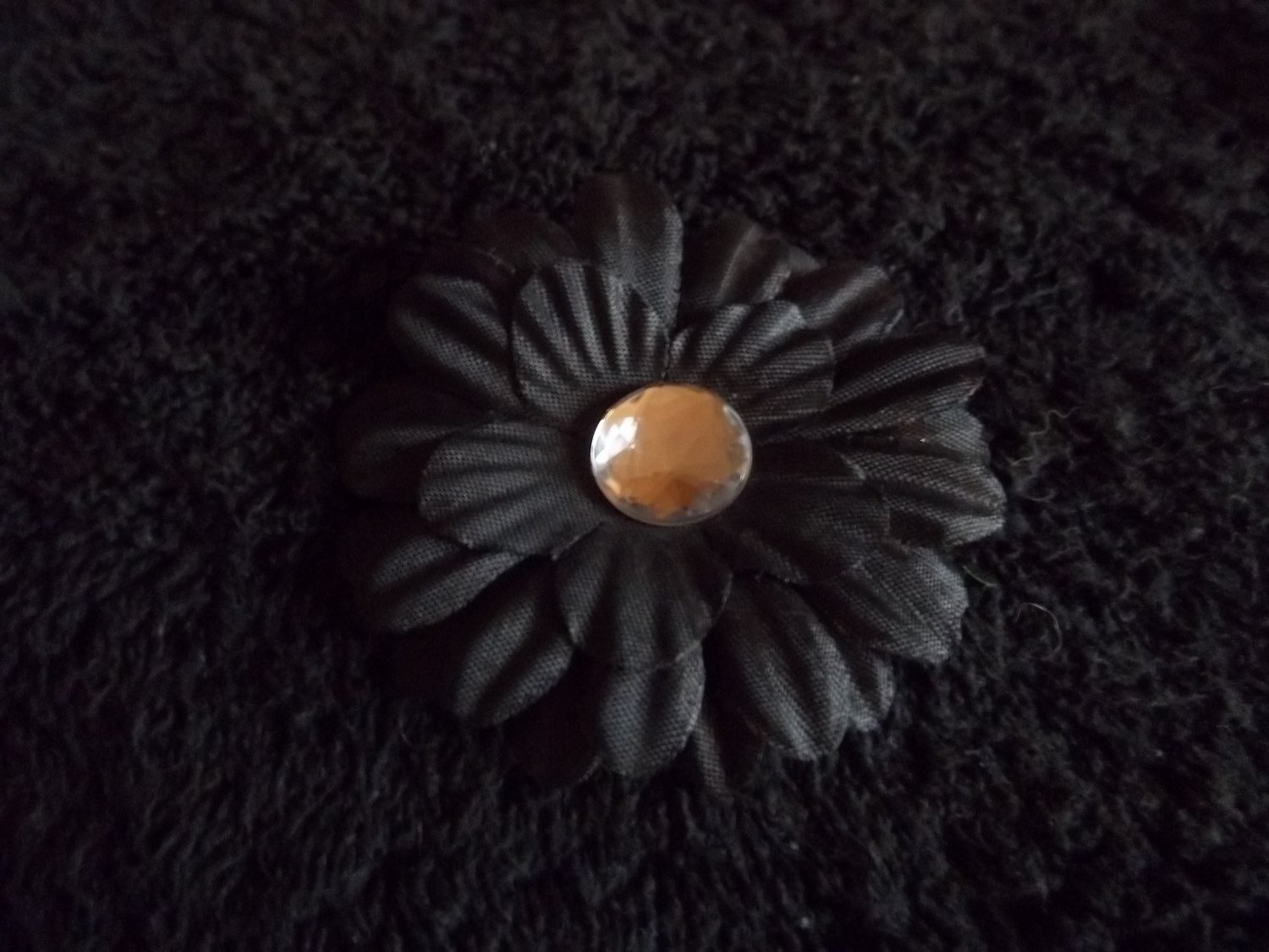 Black Satin & Crystal Hair Clip