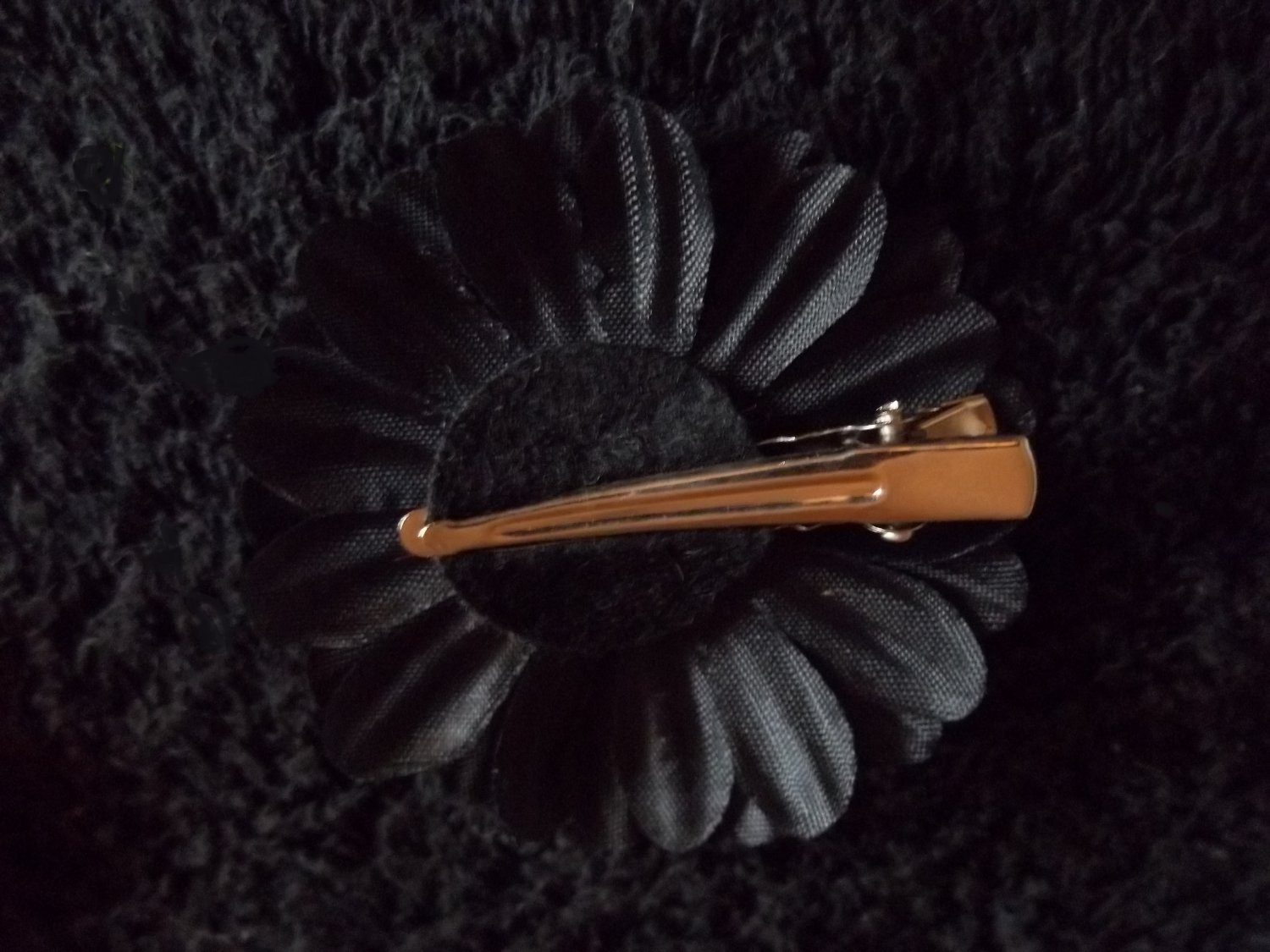 Black Satin & Crystal Hair Clip