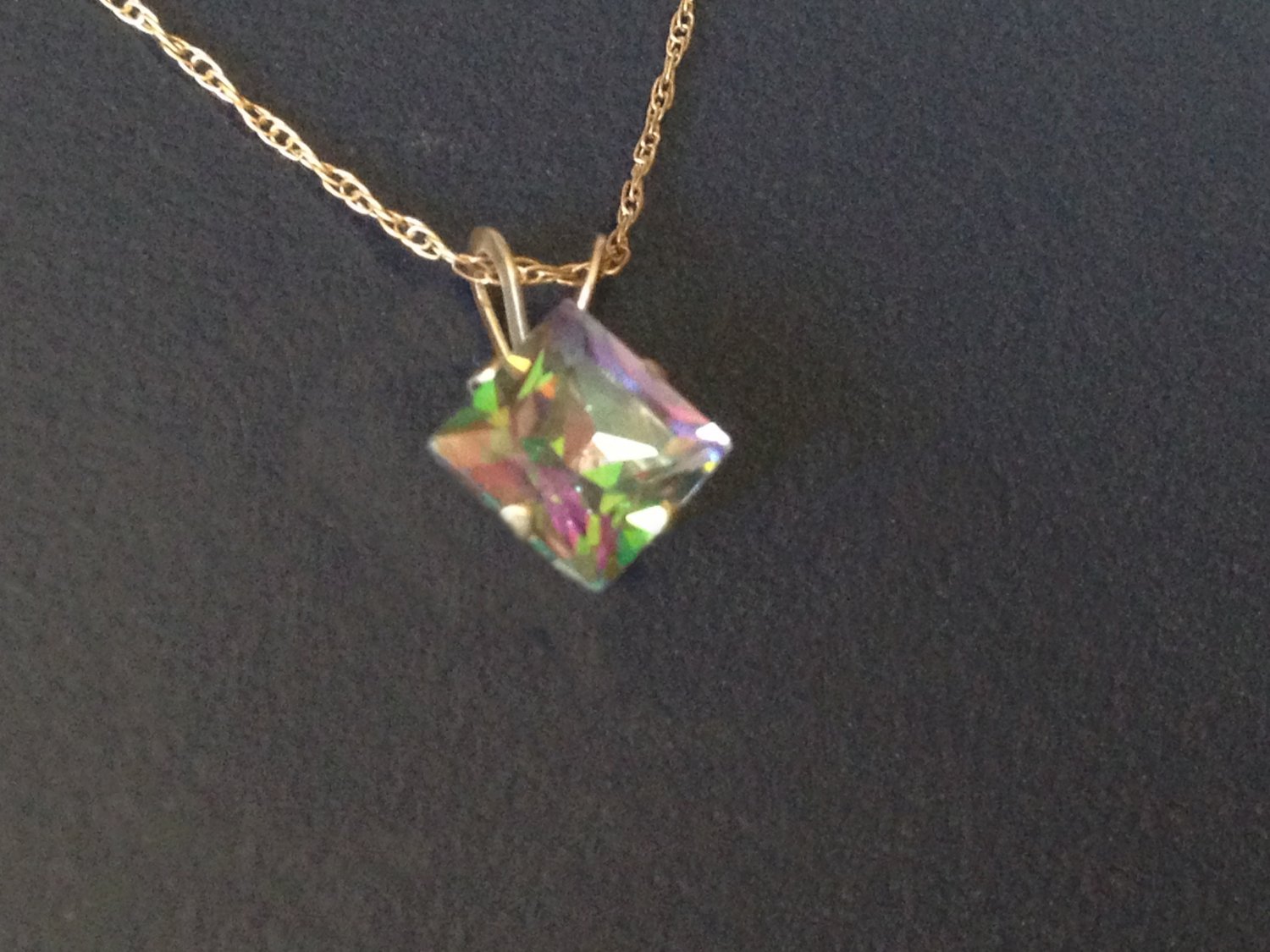 Square-cut Mystical Rainbow Topaz Necklace