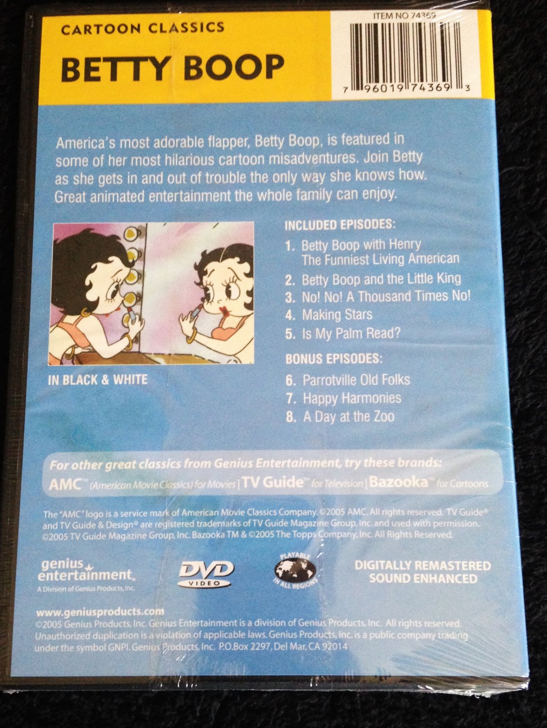 Betty Boop Vol 1 Dvd 5 Full Length Episodes Plus 3 Cartoon Classics 8974