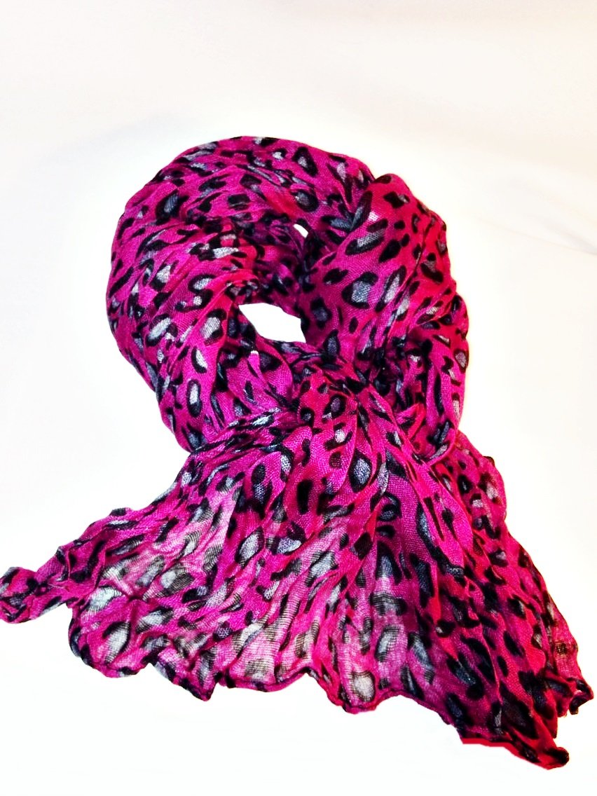 Hot Pink Leopard Print Crinkle Scarf   53d477342e04b 308673b 