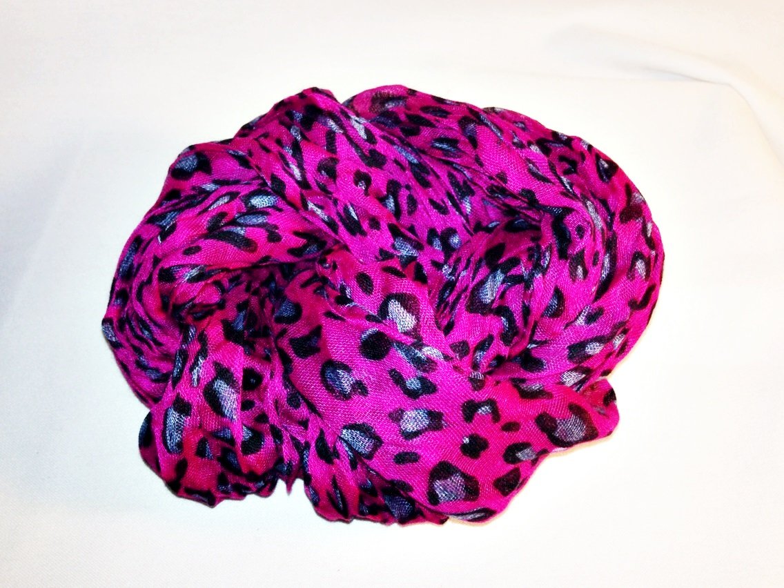 Hot Pink Leopard Print Crinkle Scarf