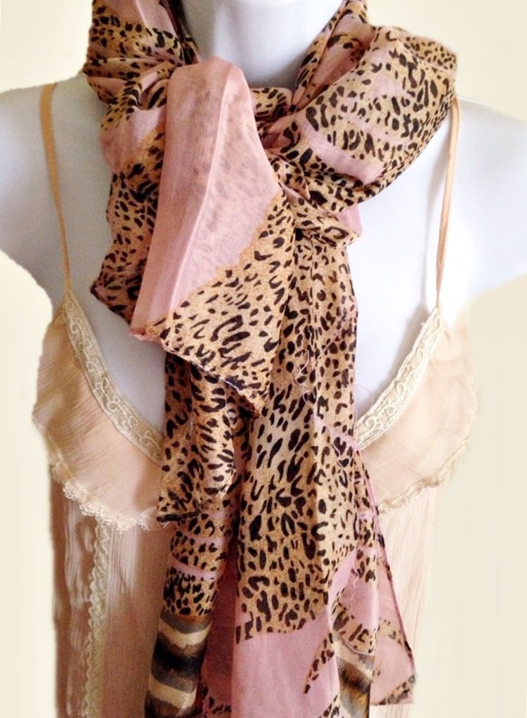 Pink Zebra & Leopard Print Scarf