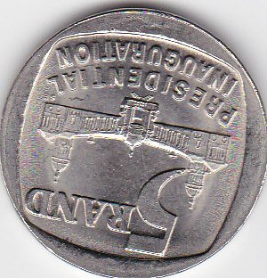 South African presidential inauguration five Rand coin Nelson Mandela Apartheid