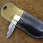 Classic Damascus Folding Blade Knife & Natural Stag Horn Handle+Genuine Leather Sheath