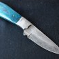 144 FITM 23 cm Full Tang Damascus Steel Knife, Handle of Steel Micarta and Leather Sheath