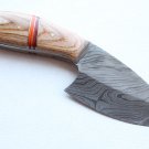 141 FITBW 20 cm Full Tang Damascus Steel Knife, Handle of Steel with Exotic Wood and Leather Sheath