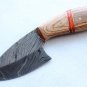 141 FITBW 20 cm Full Tang Damascus Steel Knife, Handle of Steel with Exotic Wood and Leather Sheath