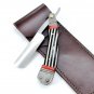 195 RS Shave Ready Straight Razor with & Handle with Damascus Bolsters + Leather Sheath