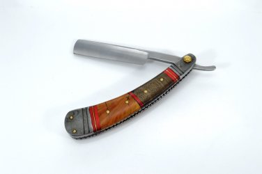 197 RS Shave Ready Straight Razor with Walnut & Olive Wood + Leather Sheath