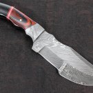 128FI Full Tang Damascus Steel Fixed Blade Knife and Dollar Wood and Bull Horn with Leather Sheath