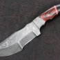 128FI Full Tang Damascus Steel Fixed Blade Knife and Dollar Wood and Bull Horn with Leather Sheath