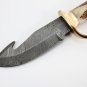 Rare HandMade Stag Horn Handle Damascus Steel Blade Knife + Hand Made Leather Sheath 170FIS