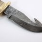 Rare HandMade Stag Horn Handle Damascus Steel Blade Knife + Hand Made Leather Sheath 170FIS