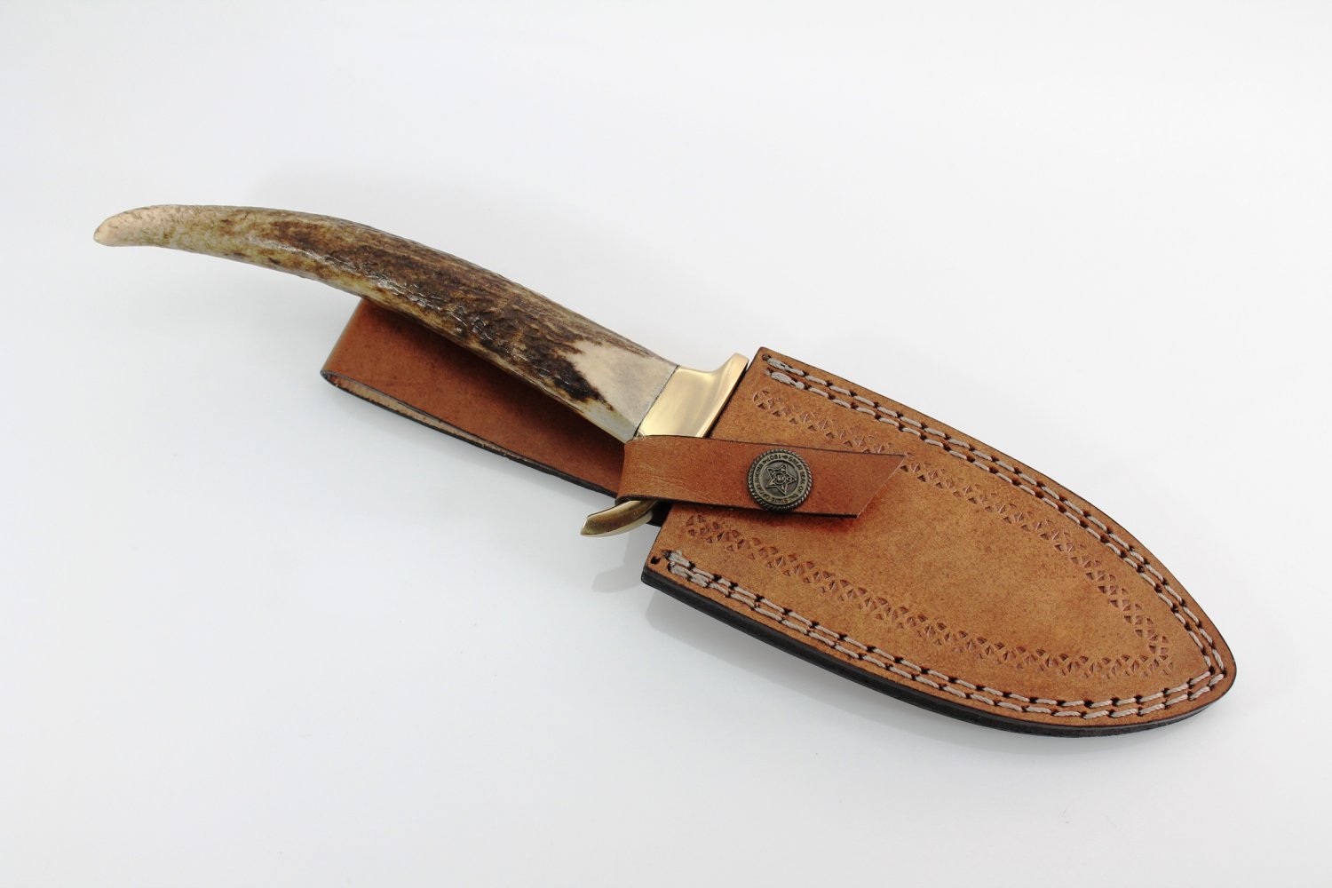 Rare HandMade Stag Horn Handle Damascus Steel Blade Knife + Hand Made