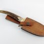 Rare HandMade Stag Horn Handle Damascus Steel Blade Knife + Hand Made Leather Sheath 170FIS