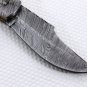 88FO Rare Stag Horn Handle Damascus Steel Folding Knife + Thick Leather Sheath