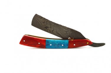 HeCDRK1 Custom Made Damascus Blade Razor Knife & Bone Handle with Leather Sheath