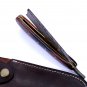 HeCDRK3 Custom Made Damascus Blade Razor Knife & Wood & Buffalo Horn Handle with Leather Sheath