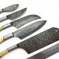 Full Tang Damascus Steel Hand Made Kitchen Knife Set Creascent
