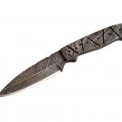 Full Tand 100% Damascus Knife with Leather Sheath