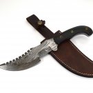 Full Tang Damascus Steel Hand Made Fixed Blade Knife + Genuine Leather Sheath