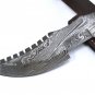 Full Tang Damascus Steel Hand Made Fixed Blade Knife + Genuine Leather Sheath