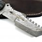 Full Tang Damascus Steel Hand Made Fixed Blade Knife + Genuine Leather Sheath